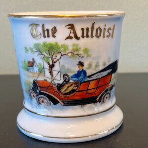 Vtg Sportsman Series Hand Painted Porcelain Occupational Shaving Mug THE AUTOIST